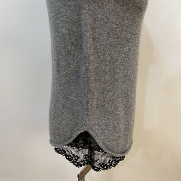 Robert Rodriguez Neiman Marcus Sweater Medium Gray Black Lace 100% Cashmere - Picture 6 of 9